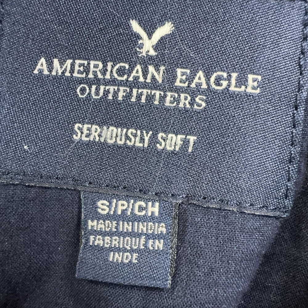 American Eagle Shirt Mens S Blue Parrot Graphic Short Sleeve Button Down - Picture 6 of 8
